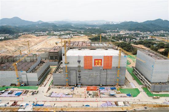 广州东部公铁联运枢纽冷链中心1号冷库结构封顶